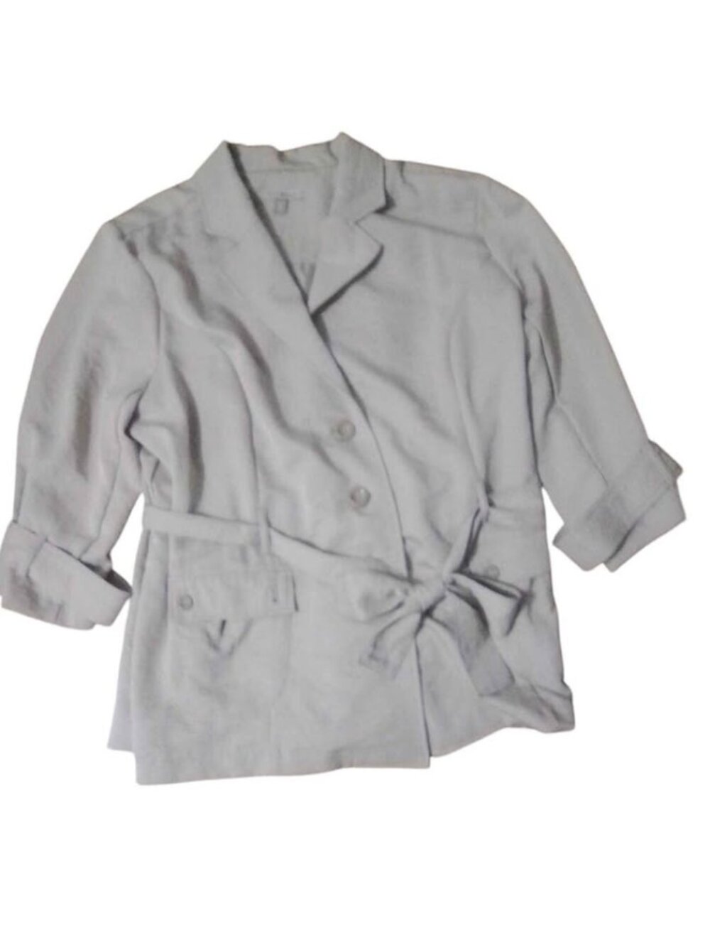 Light beige Belted 3/4 Sleeve Blazer Jacket